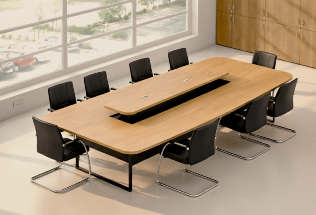 Mise en situation de la table de réunion.